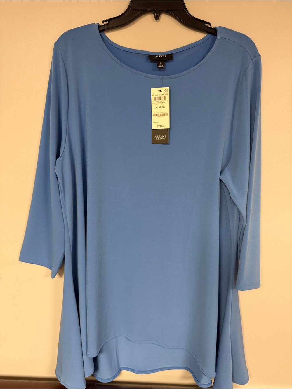 Alfani Elements Tunic Womens Size XL, muted blue long blouse Stretchy NWT!